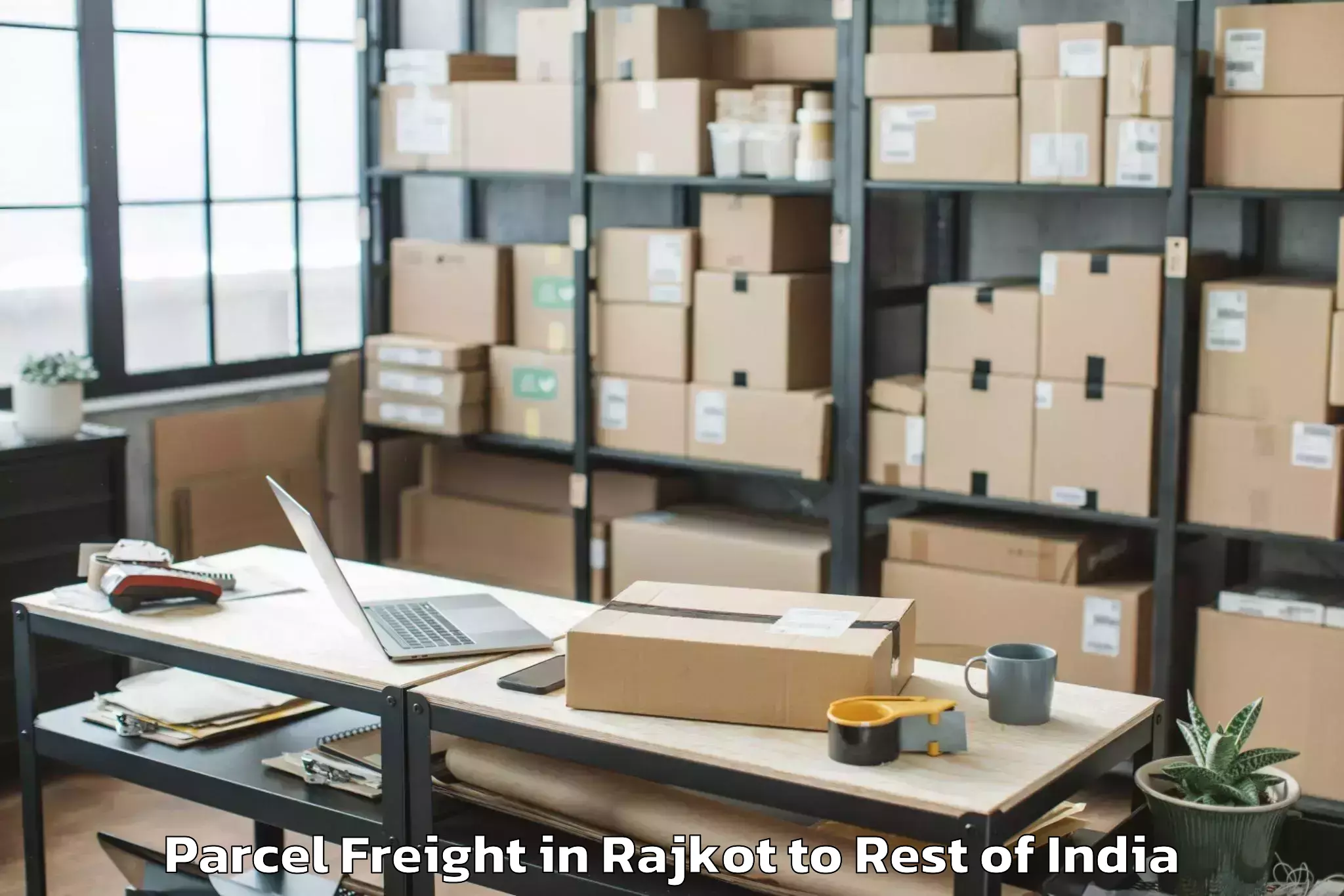 Book Rajkot to Handwara Parcel Freight